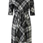 Signature by Robbie Bee Plaid-Print 3/4-Sleeve Midi Dress Women's XL Black Multi