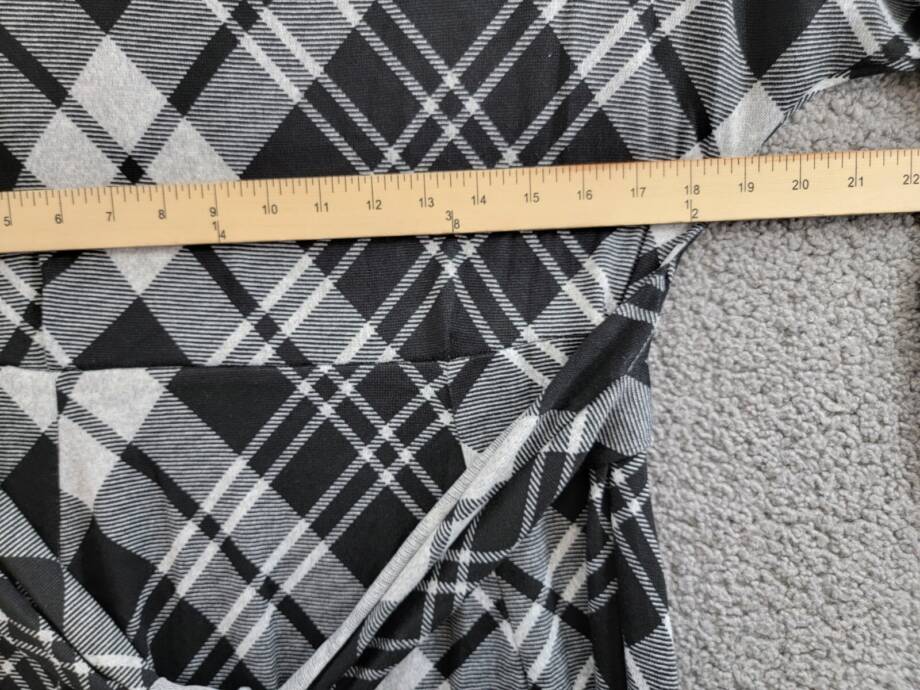 Signature by Robbie Bee Plaid-Print 3/4-Sleeve Midi Dress Women's XL Black Multi