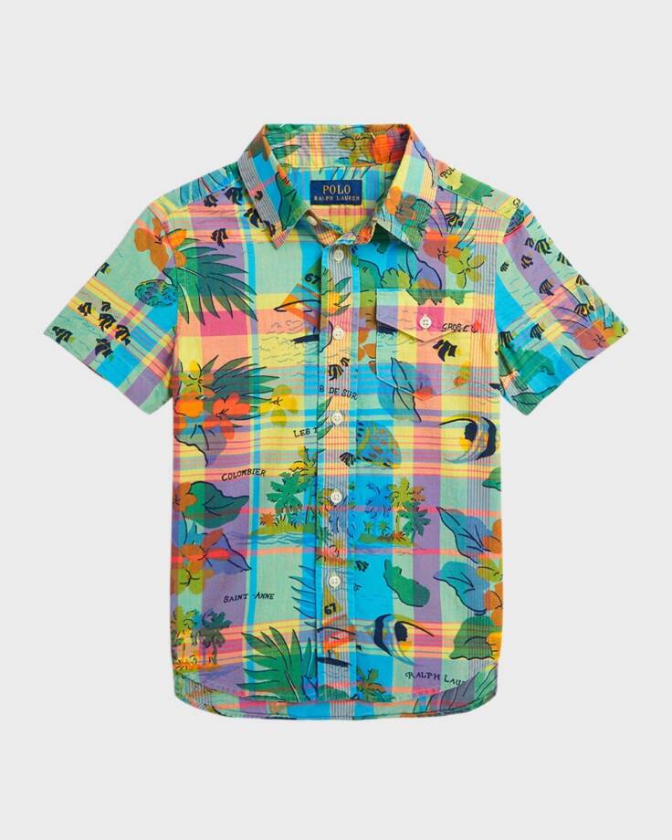 Polo Ralph Lauren Tropical Graphic Button Down Shirt Toddler Boys 3 Multi S/S