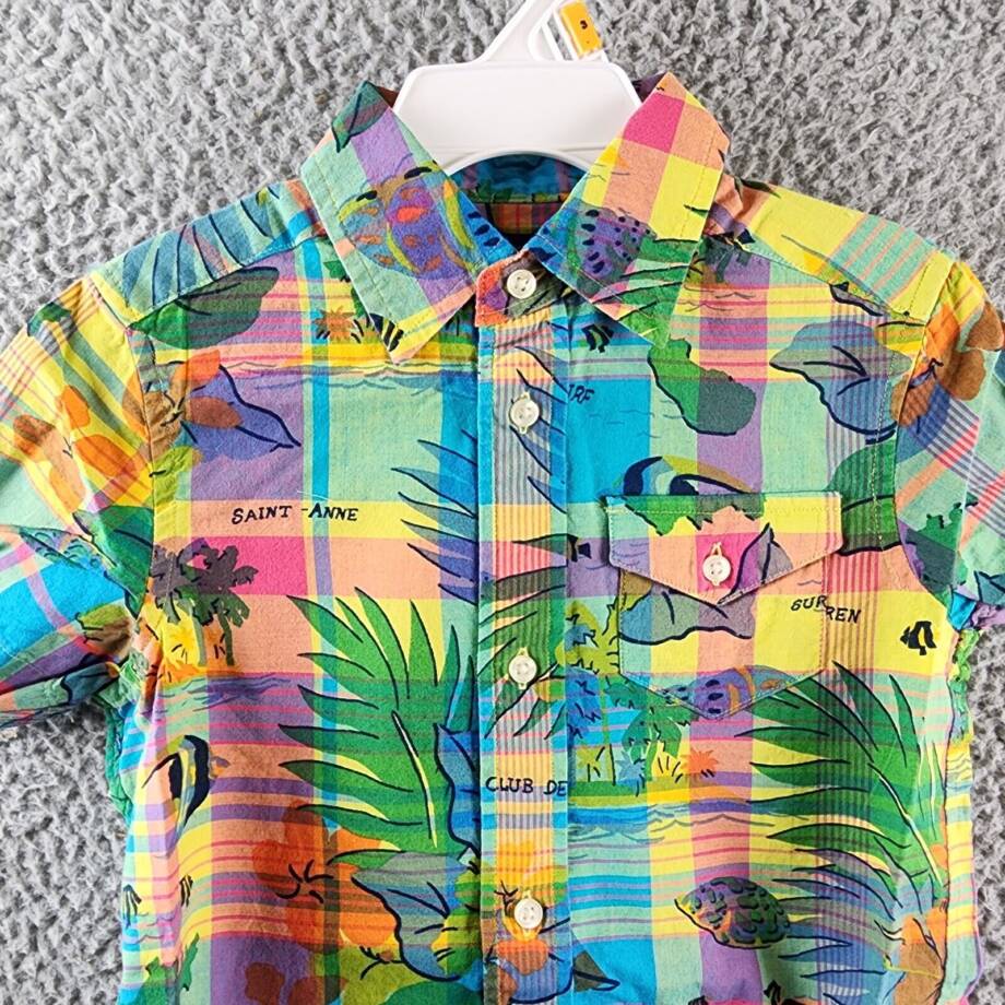Polo Ralph Lauren Tropical Graphic Button Down Shirt Toddler Boys 3 Multi S/S