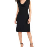 Connected Apparel Cowlneck Sleeveless A-Line Dress Women's 12 Black Pullover