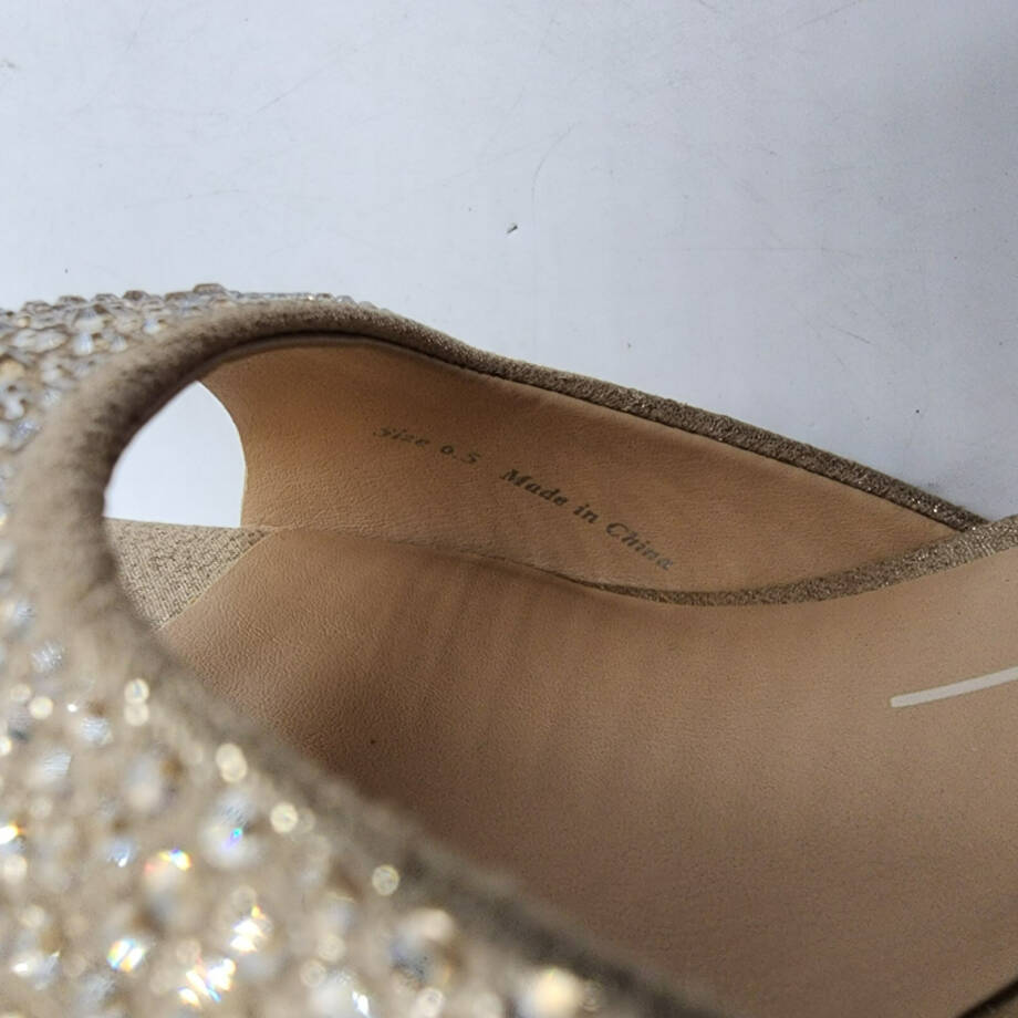 Dolce Vita Pandro Crystal Embellished Block Heels Women's 6.5 Light Gold Buckled