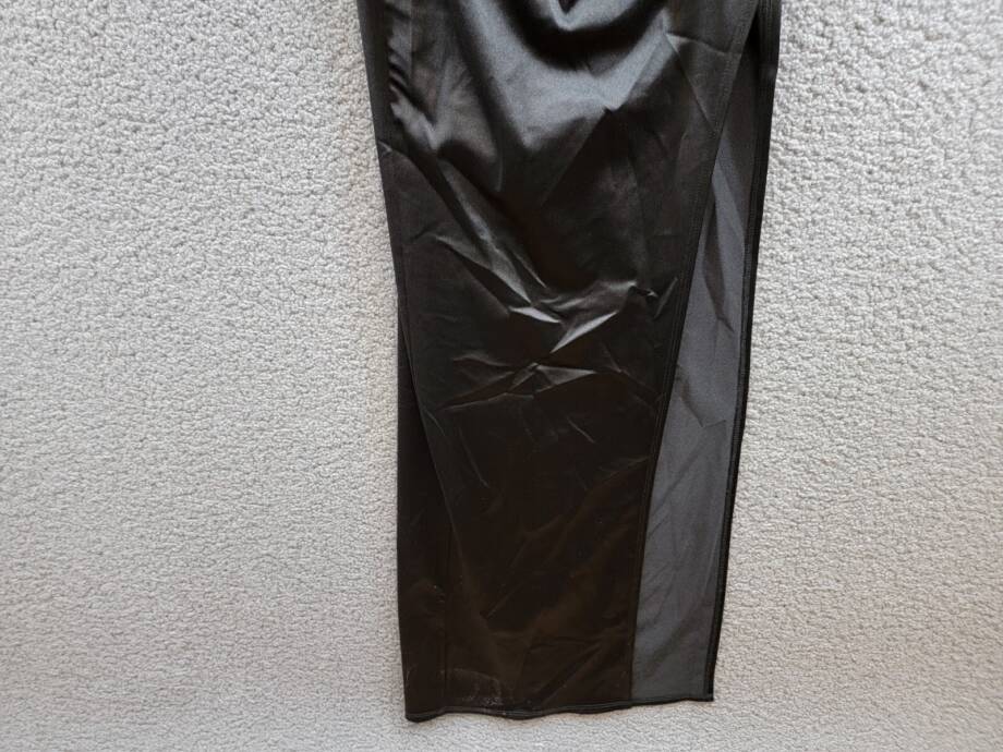 Emerald Sundae Drape-Front Long Sateen Gown Juniors' XXS Black Back Zip Closure
