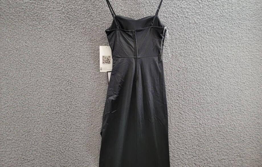Emerald Sundae Drape-Front Long Sateen Gown Juniors' XXS Black Back Zip Closure