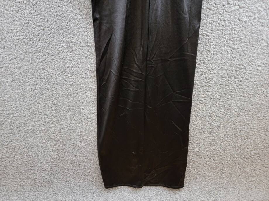 Emerald Sundae Drape-Front Long Sateen Gown Juniors' XXS Black Back Zip Closure