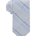 Calvin Klein Silk Blend Heather Plaid Tie Men's Silver Blue Adjustable~