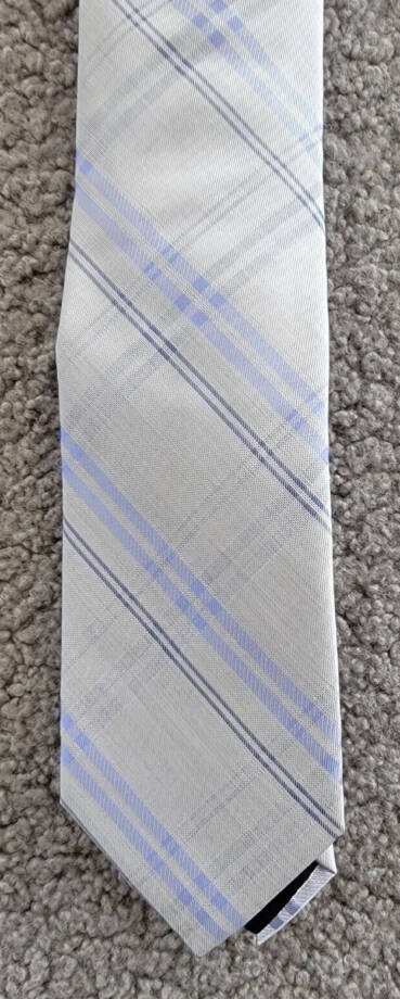 Calvin Klein Silk Blend Heather Plaid Tie Men's Silver Blue Adjustable~