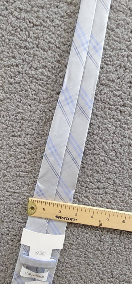 Calvin Klein Silk Blend Heather Plaid Tie Men's Silver Blue Adjustable~