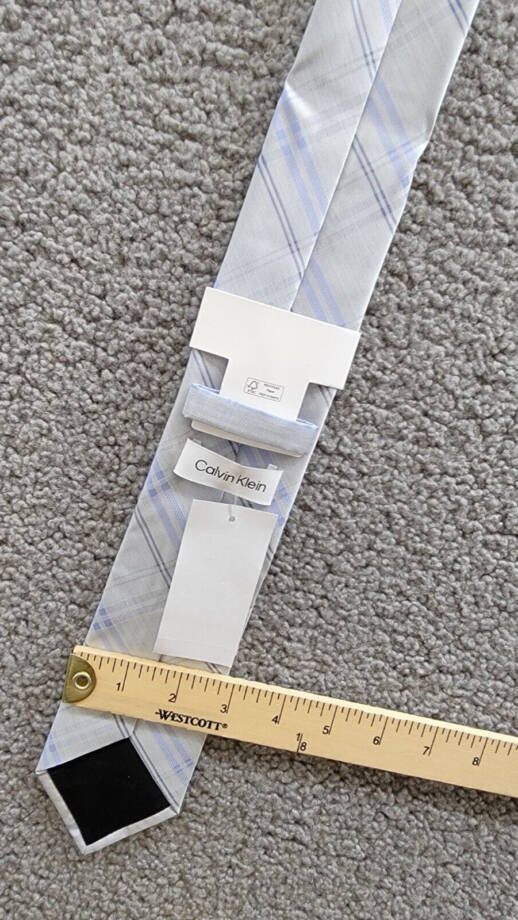 Calvin Klein Silk Blend Heather Plaid Tie Men's Silver Blue Adjustable~