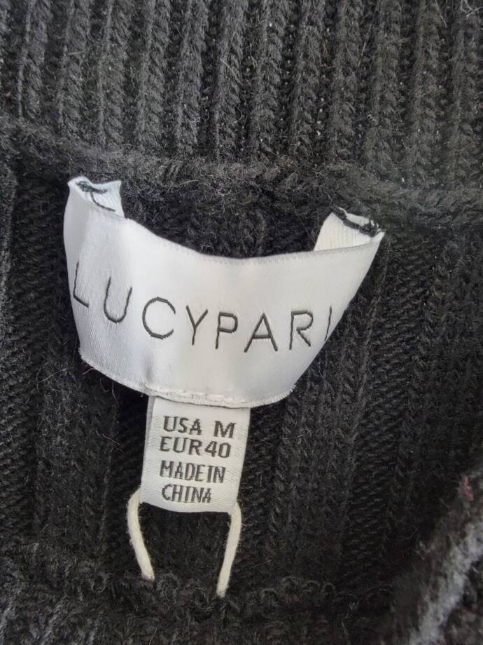 Lucy Paris Elias Rib-Knit Top Women's M Black Mock Neck Sleeveless Pullover