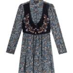 BCX Print Chiffon Dress w/ Embroidered Velvet Faux Vest Girls 12 Navy Multi L/S