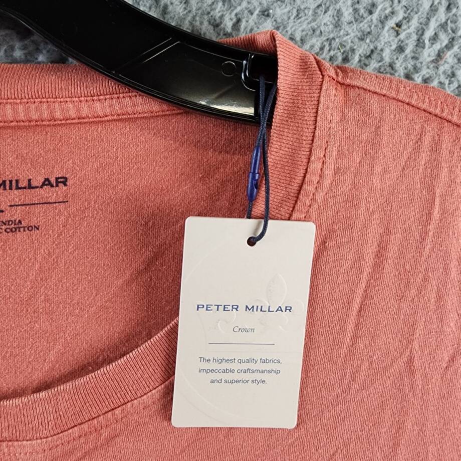 Peter Millar Lava Wash Pocket T-Shirt Men's XXL Clay Rose Crew Neck Short Sleeve
