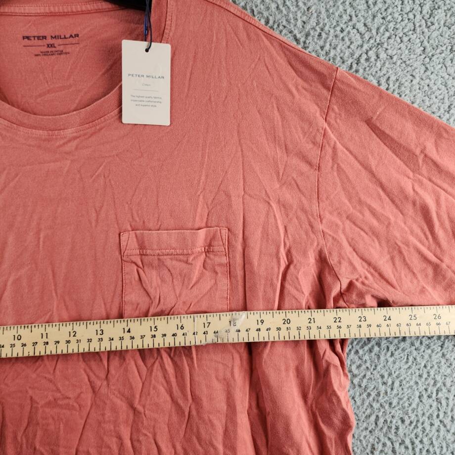 Peter Millar Lava Wash Pocket T-Shirt Men's XXL Clay Rose Crew Neck Short Sleeve