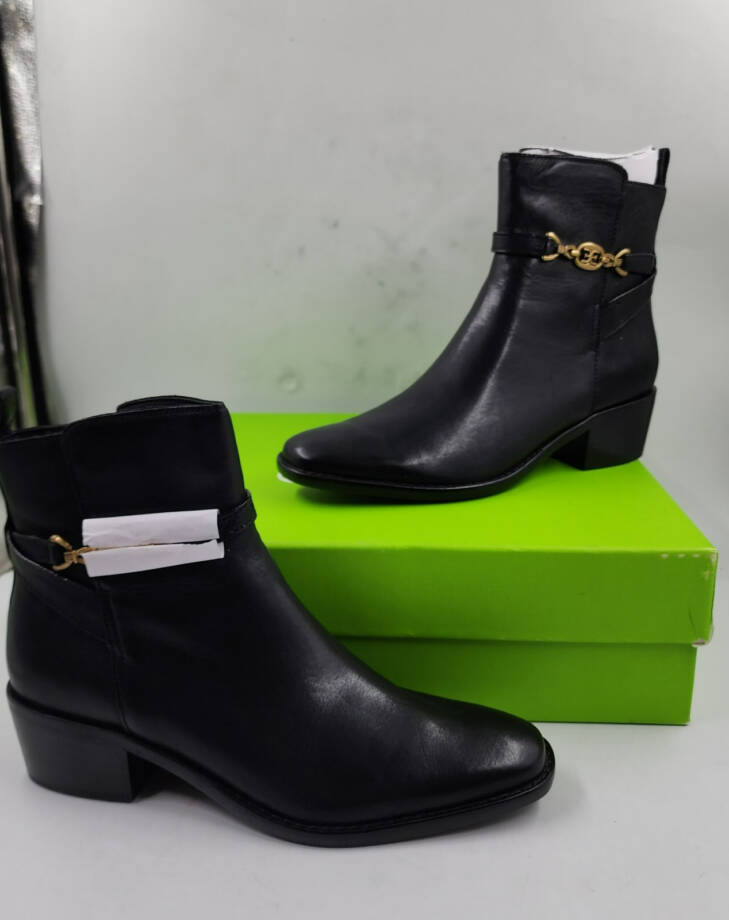 Sam Edelman Brawley Buckled Pointed Ankle Boots Women's 7 Black Side Zip Closure