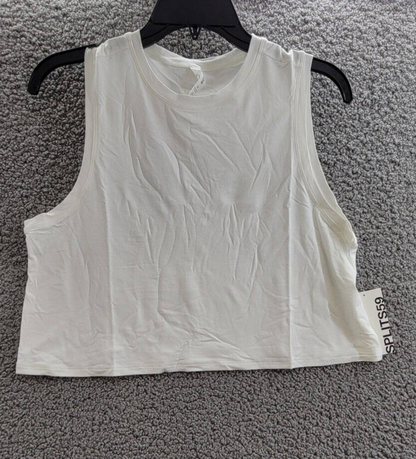Splits59 Sienna Cropped Tank Top Women's XS White Crewneck Sleeveless Pullover
