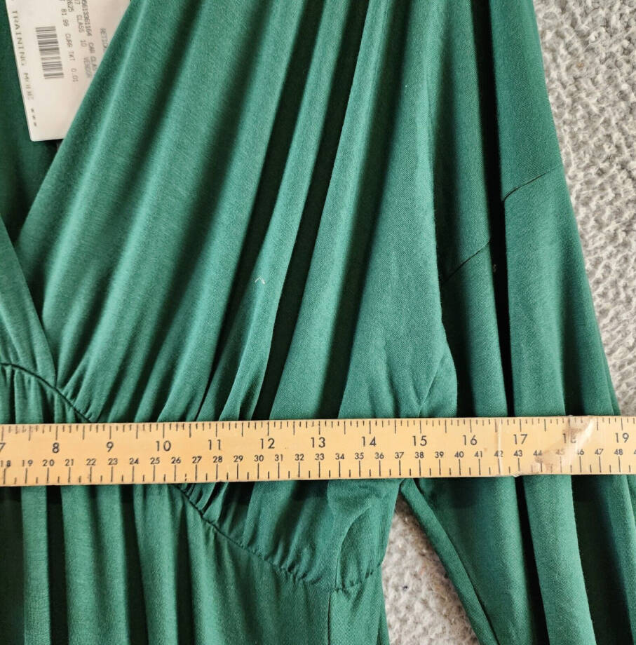 24seven Comfort Apparel Plus Size Bishop Sleeves Maxi Dress Women's 2X Green L/S