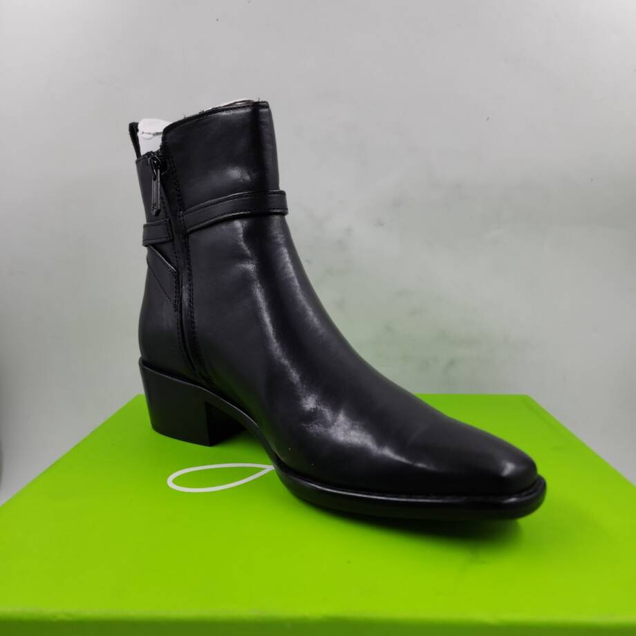 Sam Edelman Brawley Buckled Pointed Ankle Boots Women's 7 Black Side Zip Closure
