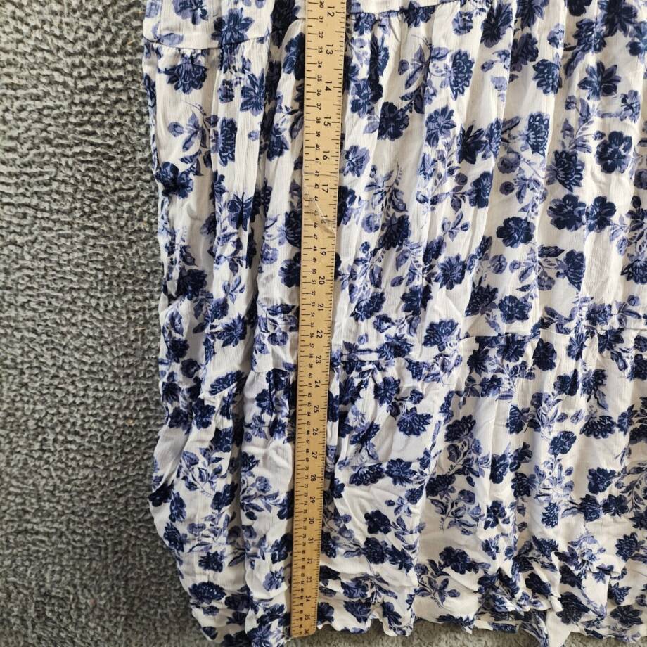 NY Collection Petite 3/4 Sleeve Crinkle Tiered Maxi Dress Women's PXL White/Navy
