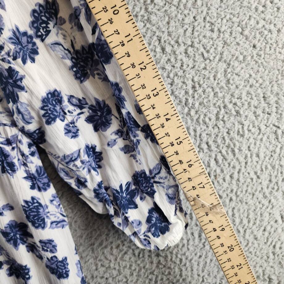 NY Collection Petite 3/4 Sleeve Crinkle Tiered Maxi Dress Women's PXL White/Navy