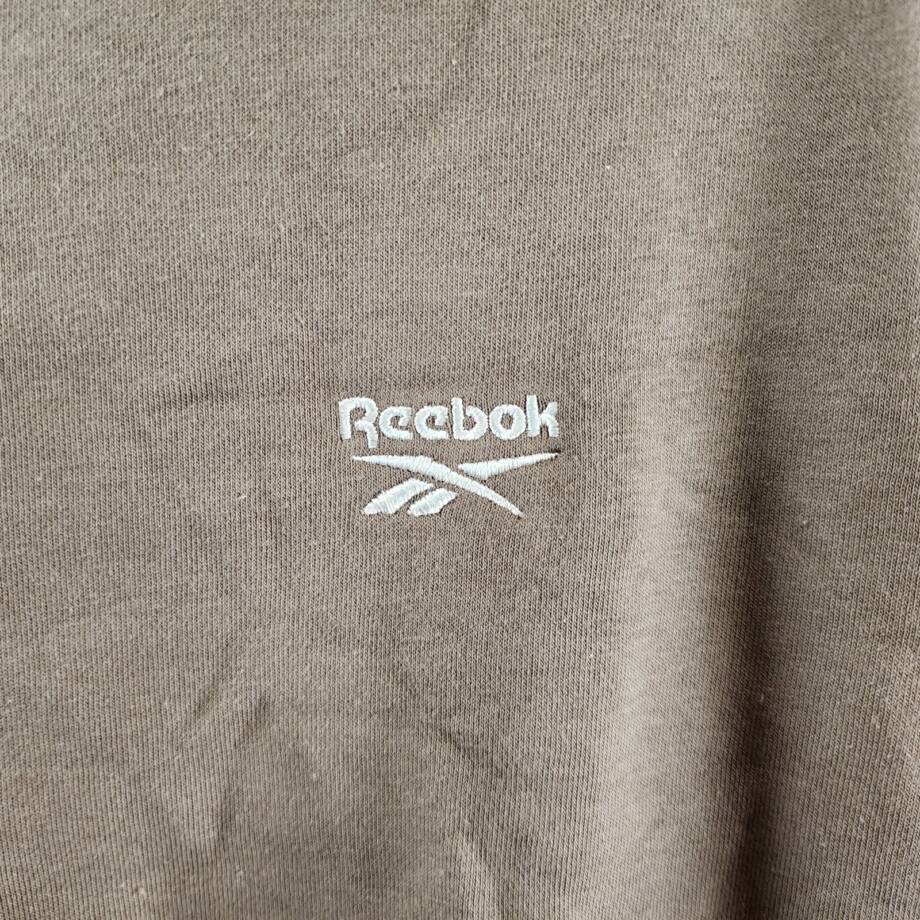 Reebok Identity Cotton Fleece Mock Neck Sweatshirt Women's S Brown Drop Shoulder