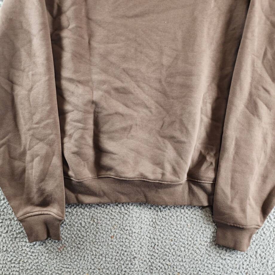 Reebok Identity Cotton Fleece Mock Neck Sweatshirt Women's S Brown Drop Shoulder