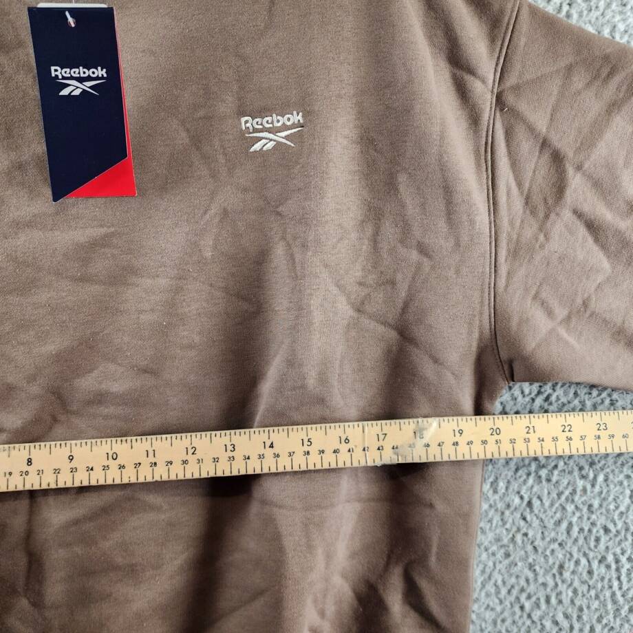 Reebok Identity Cotton Fleece Mock Neck Sweatshirt Women's S Brown Drop Shoulder