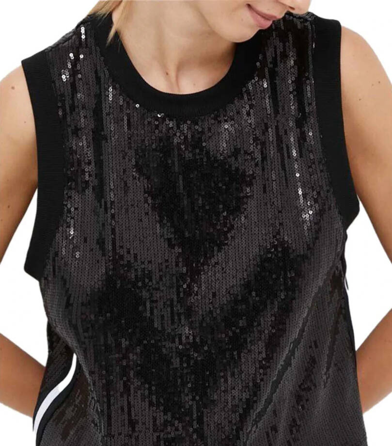 DKNY Sport Sequin Muscle Tank Women's Medium Black Sleeveless Pullover Style