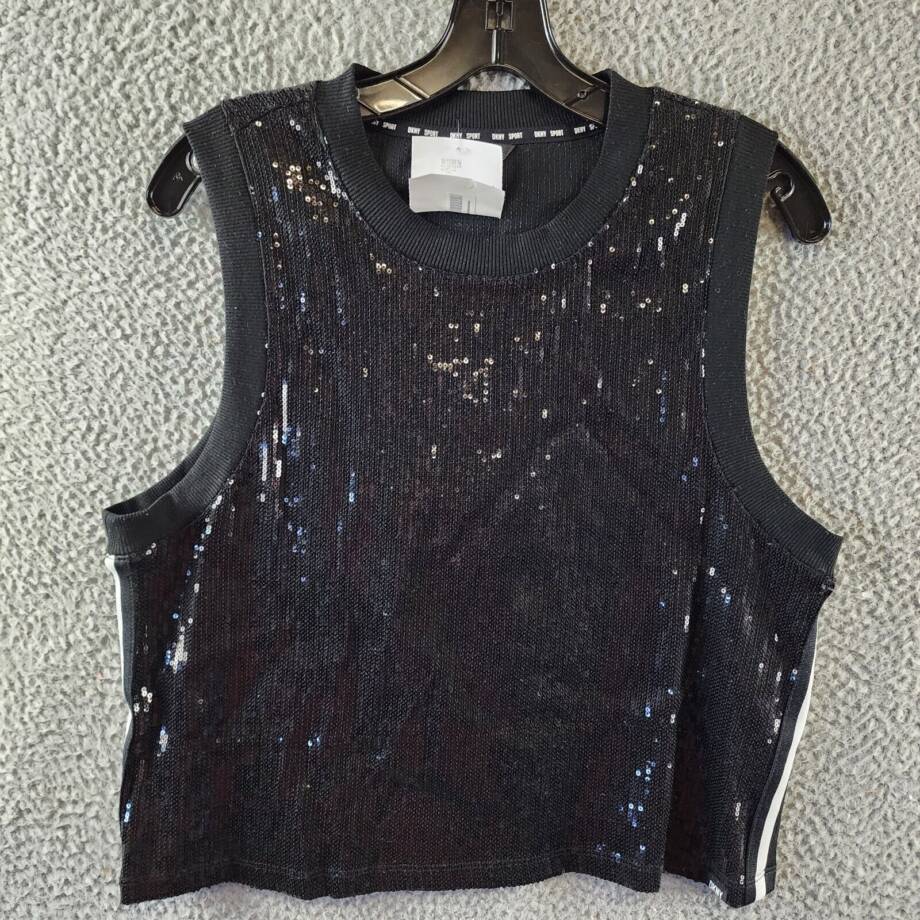 DKNY Sport Sequin Muscle Tank Women's Medium Black Sleeveless Pullover Style