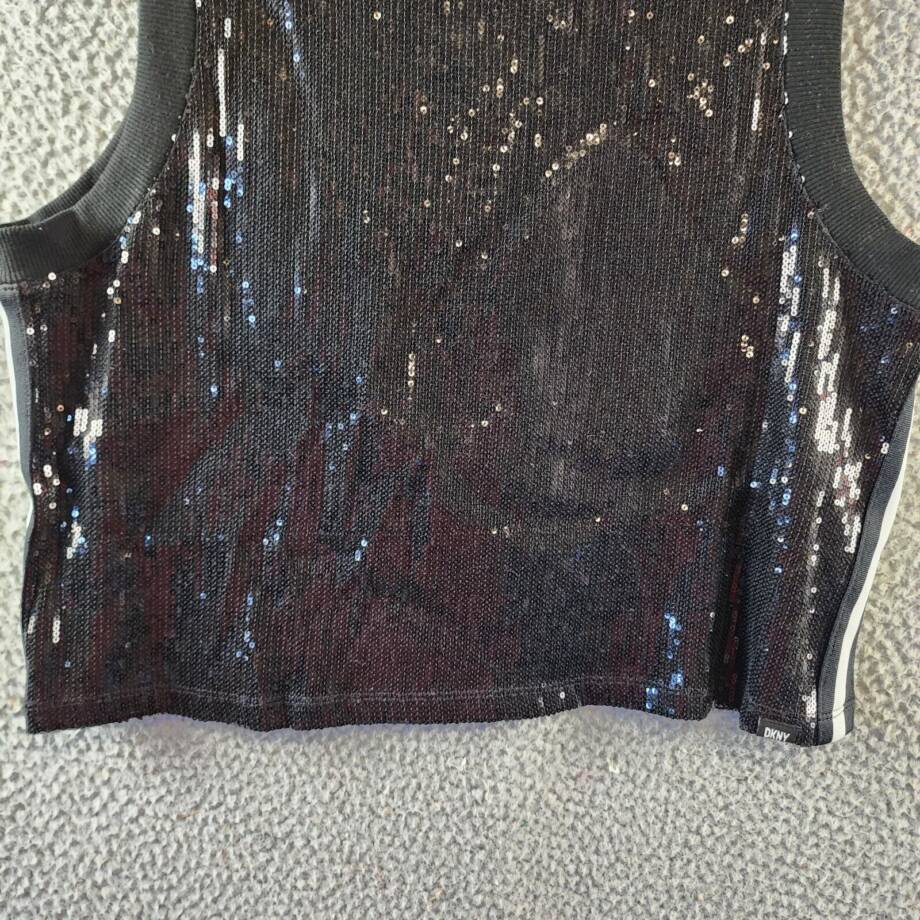 DKNY Sport Sequin Muscle Tank Women's Medium Black Sleeveless Pullover Style