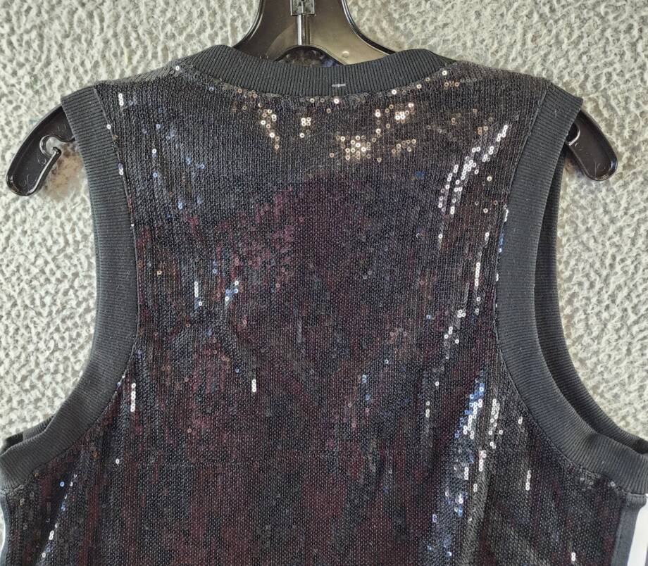 DKNY Sport Sequin Muscle Tank Women's Medium Black Sleeveless Pullover Style