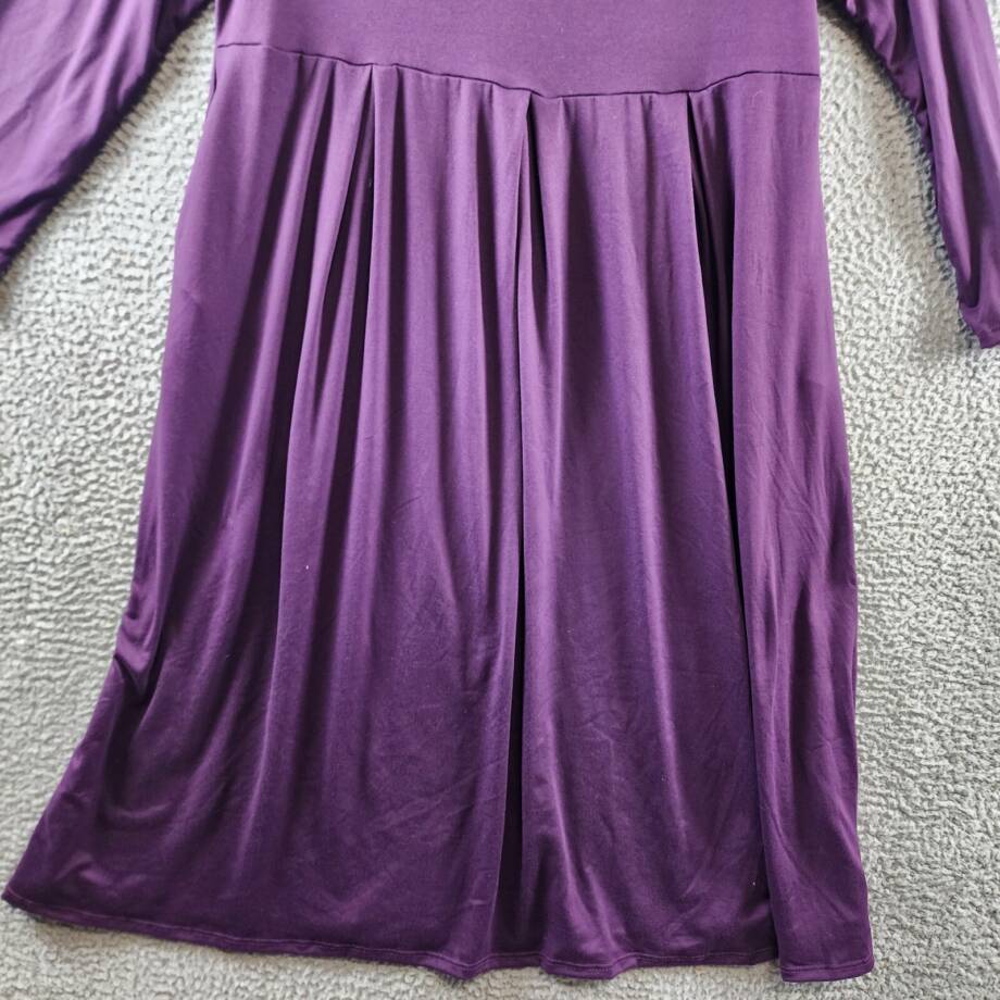 24seven Comfort Apparel Plus Size Fit & Flare Midi Dress Women's 1X Purple L/S