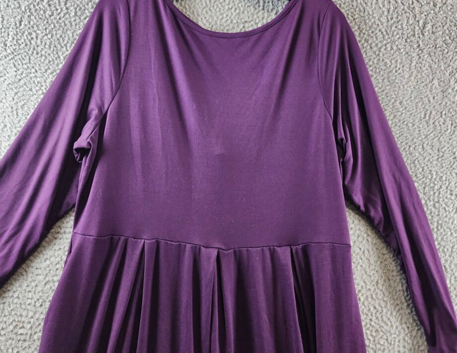 24seven Comfort Apparel Plus Size Fit & Flare Midi Dress Women's 1X Purple L/S