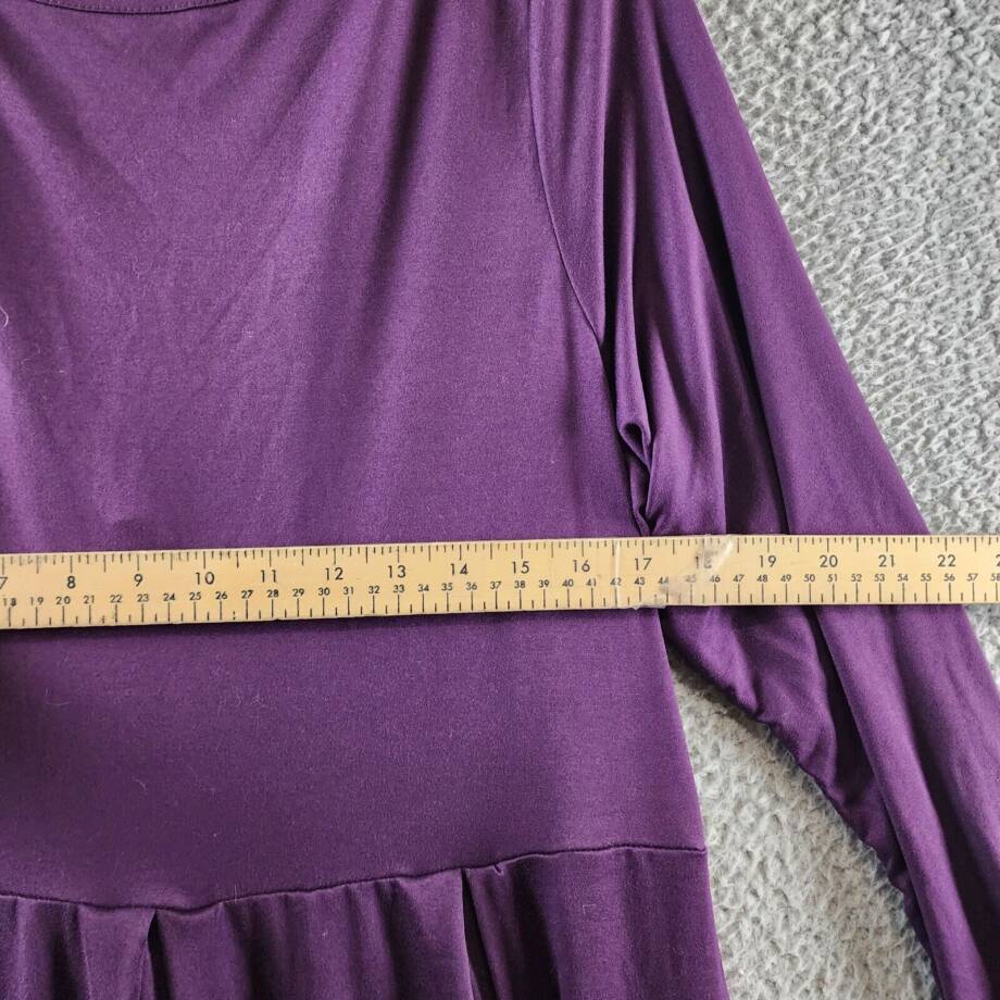 24seven Comfort Apparel Plus Size Fit & Flare Midi Dress Women's 1X Purple L/S