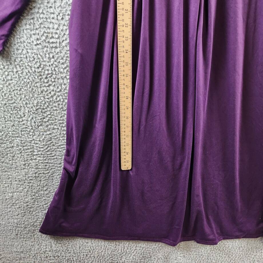24seven Comfort Apparel Plus Size Fit & Flare Midi Dress Women's 1X Purple L/S