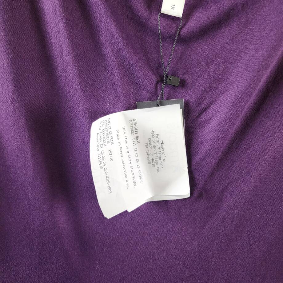 24seven Comfort Apparel Plus Size Fit & Flare Midi Dress Women's 1X Purple L/S