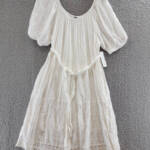 CeCe Halter Mock Bow Neck Tiered Sleeveless A-Line Dress Women's S Champagne