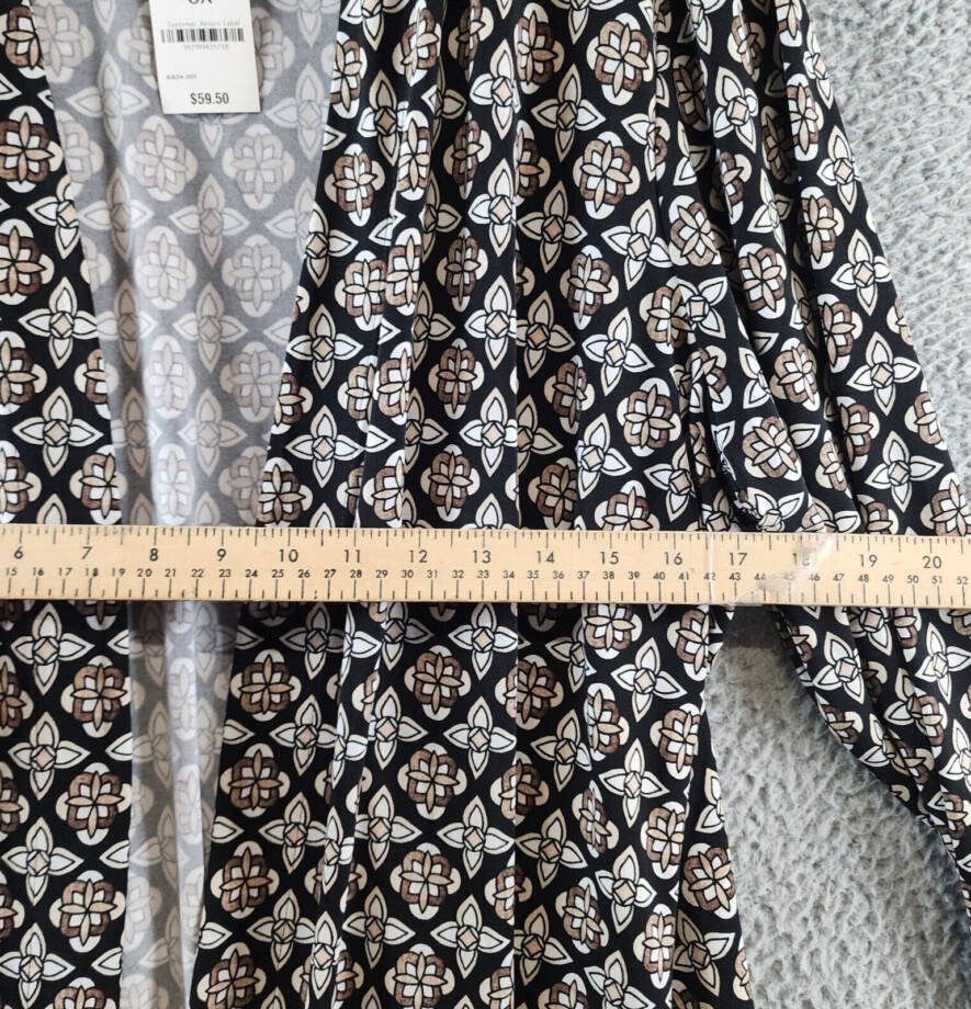 JM Collection Plus Size Francesca Foulard Cardigan Women's 3X Deep Black Combo