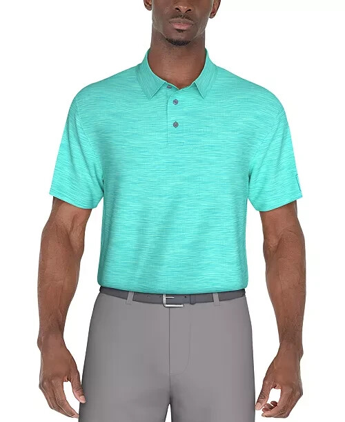 PGA TOUR Jasper Airflux Performance Polo Shirt Men's S Med Blue Curacao Htr