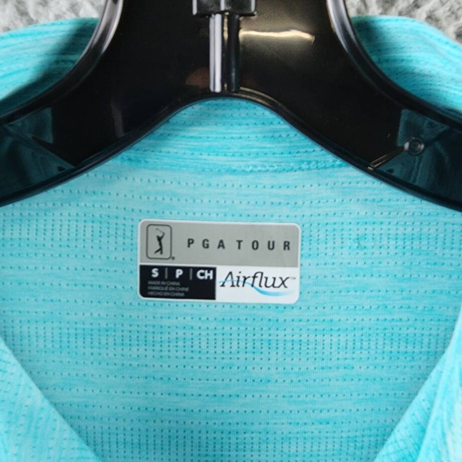 PGA TOUR Jasper Airflux Performance Polo Shirt Men's S Med Blue Curacao Htr