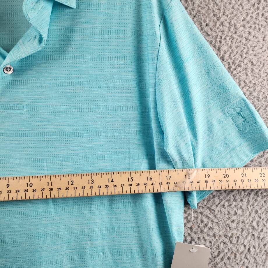 PGA TOUR Jasper Airflux Performance Polo Shirt Men's S Med Blue Curacao Htr