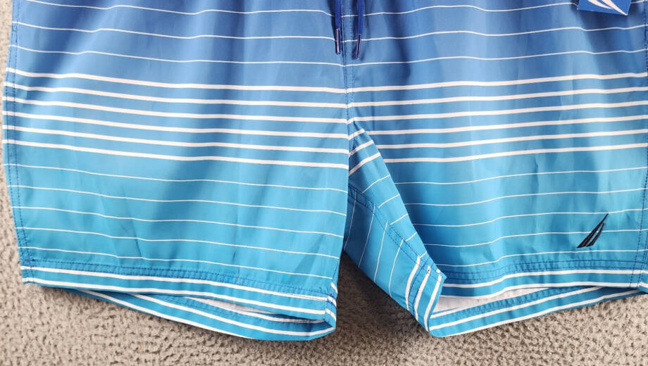 Nautica Ombre Stripe Full Elastic Swim Trunks Men's XXL Bright Cobalt Drawstring