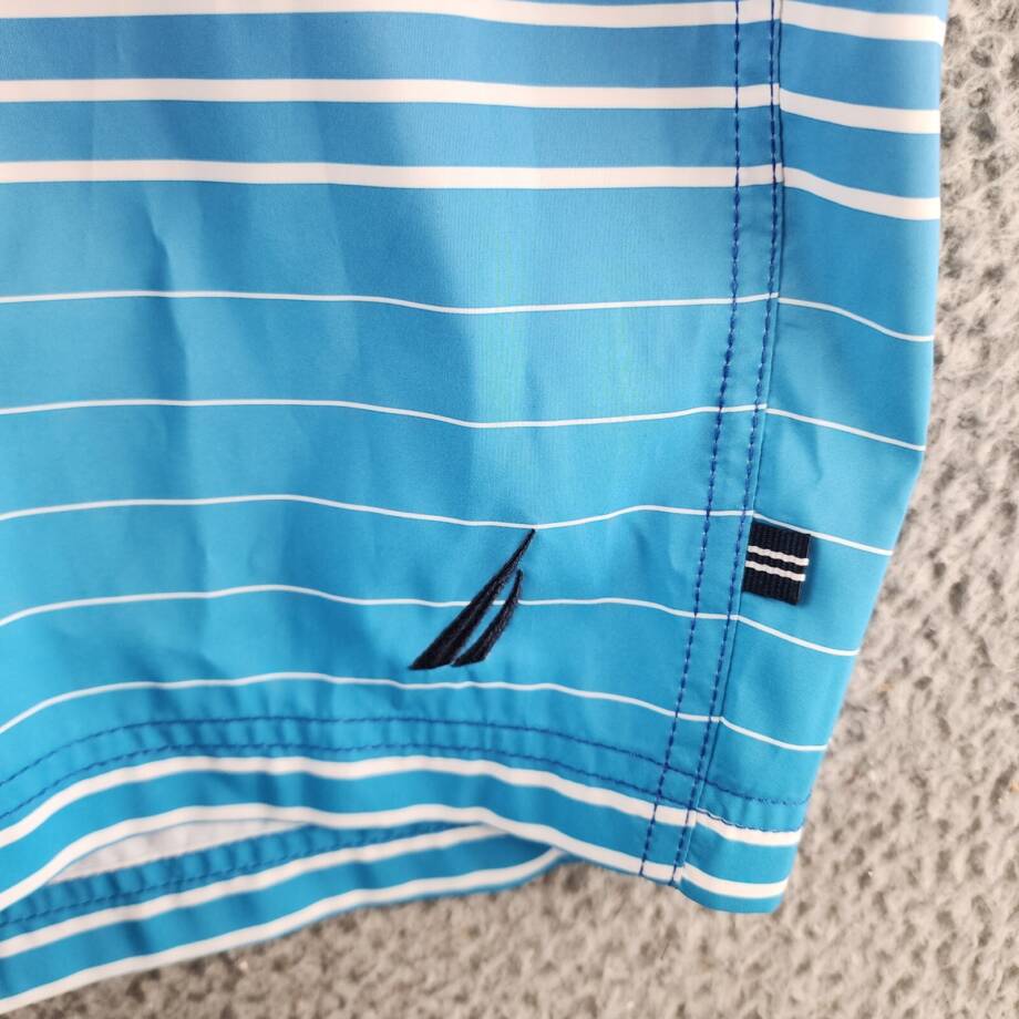Nautica Ombre Stripe Full Elastic Swim Trunks Men's XXL Bright Cobalt Drawstring