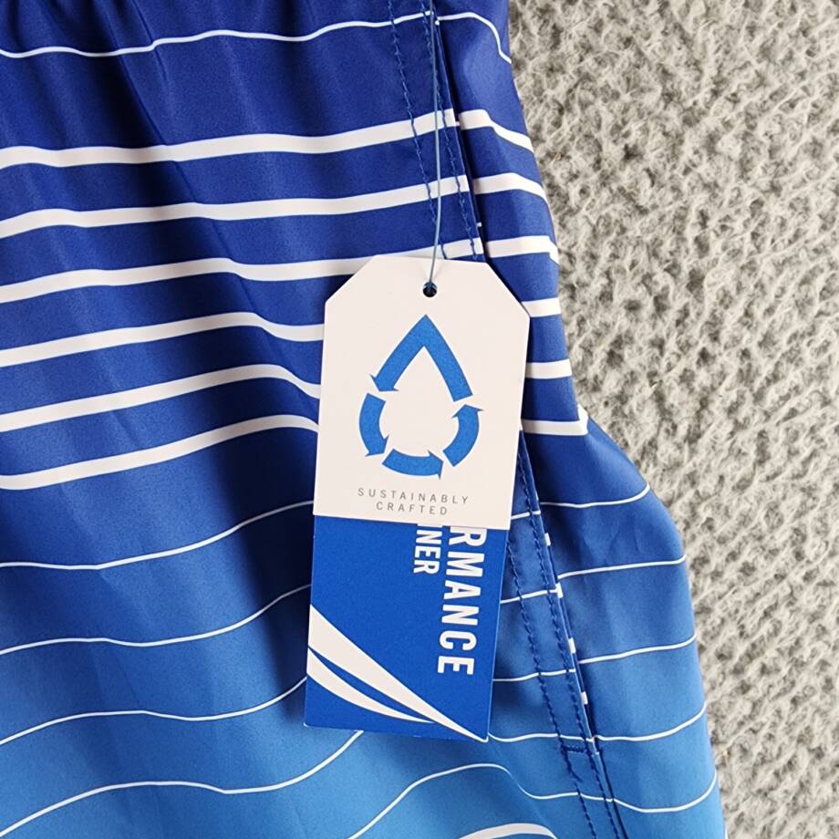 Nautica Ombre Stripe Full Elastic Swim Trunks Men's XXL Bright Cobalt Drawstring