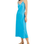 I.N.C. International Concepts Lace-Trim Satin Nightgown Women's XS Cyan Blue
