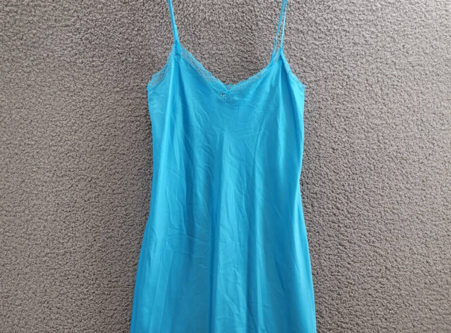 I.N.C. International Concepts Lace-Trim Satin Nightgown Women's XS Cyan Blue