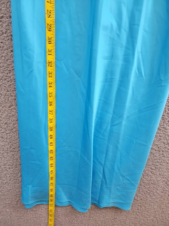 I.N.C. International Concepts Lace-Trim Satin Nightgown Women's XS Cyan Blue