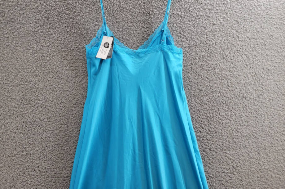 I.N.C. International Concepts Lace-Trim Satin Nightgown Women's XS Cyan Blue