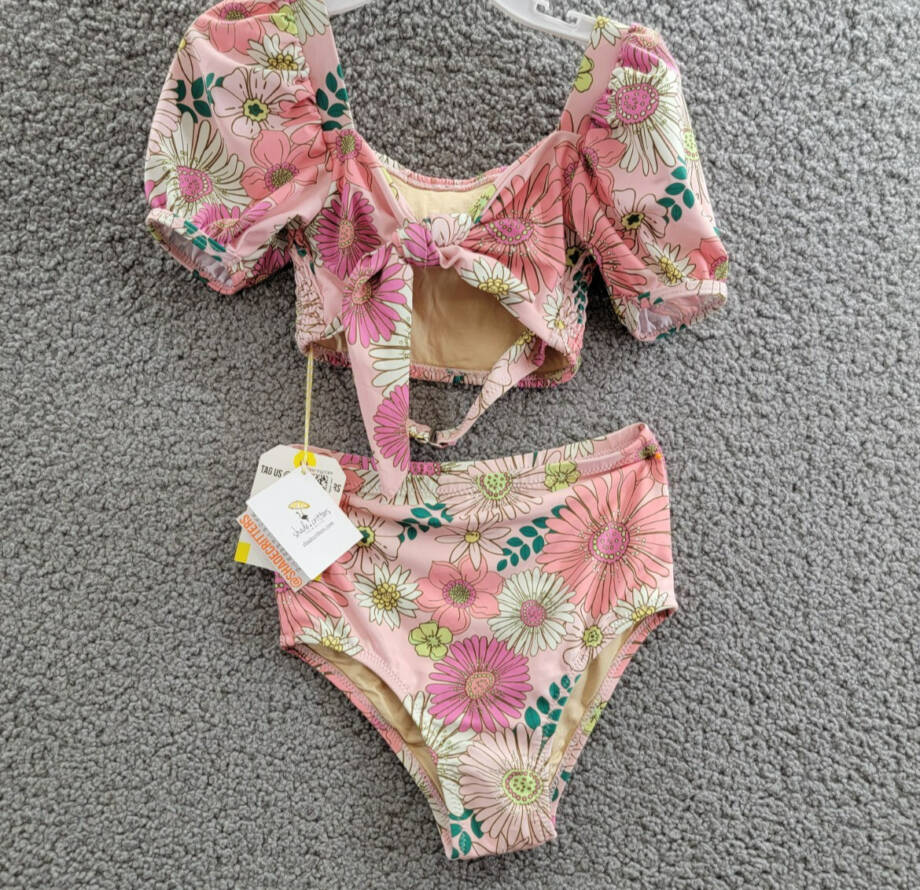 Shade Critters Retro Blossom Smocked High Waist 2-Piece Swimsuit Girls' 5T Multi