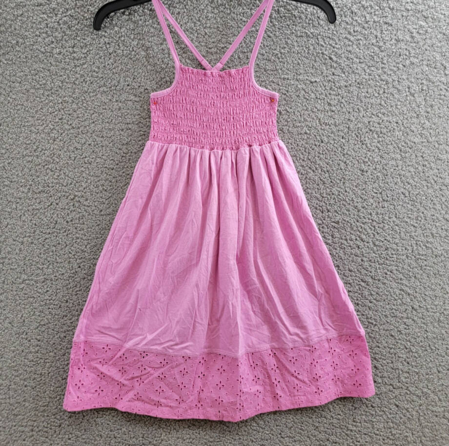 Splendid Smocked Eyelet Dress Girls' 8 Sherbert Solid Square Neck Pullover