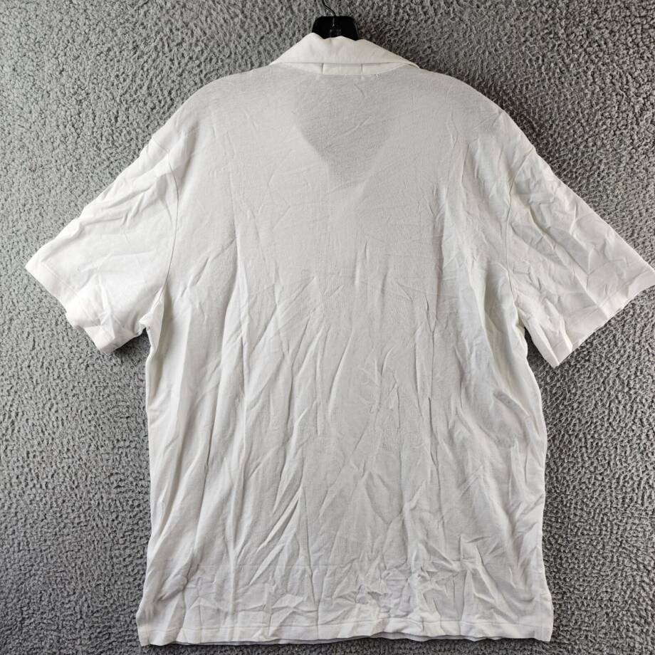 Polo Ralph Lauren Classic-Fit Cotton-Linen Mesh Polo Shirt Mens L White Collared